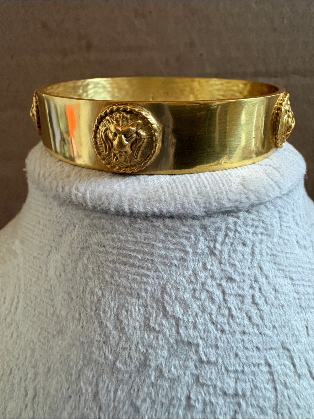 Julie Vos Gold Lion Medallion Bangle Bracelet